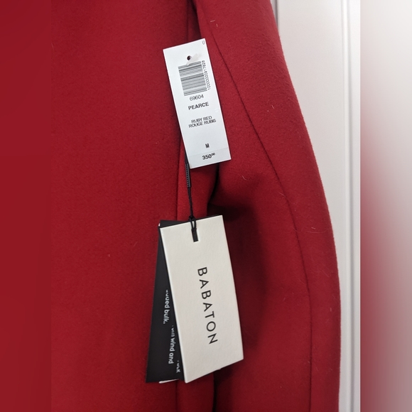 NWT Babaton (Aritzia) Ruby Red Italian Wool & Cashmere Coat - Size Medium - Picture 8 of 9